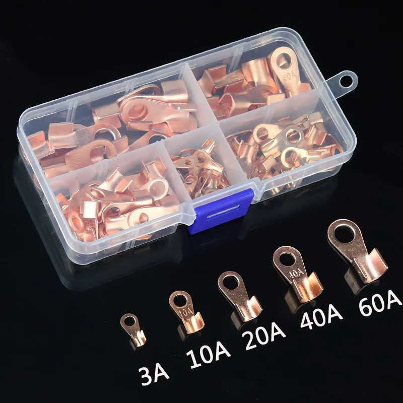 

68pcs Copper Battery Cable Connector Terminal Open Lugs Wire Terminals Mayitr OT-3A OT-10A OT-20A OT-40A OT-60A