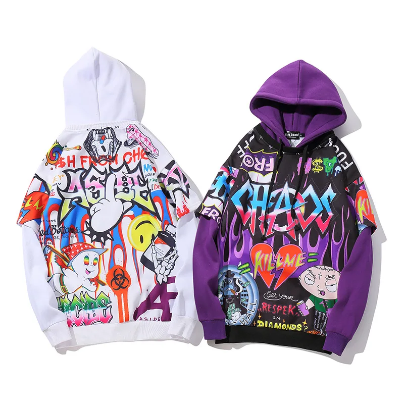 European and American High Street Fashionable Hip Hop Original Fashion Graffiti Printing Sweatshirt Hoodie 
European and American High Street Fashionable Hip Hop Original Fashion Graffiti Printing Sweatshirt Hoodie