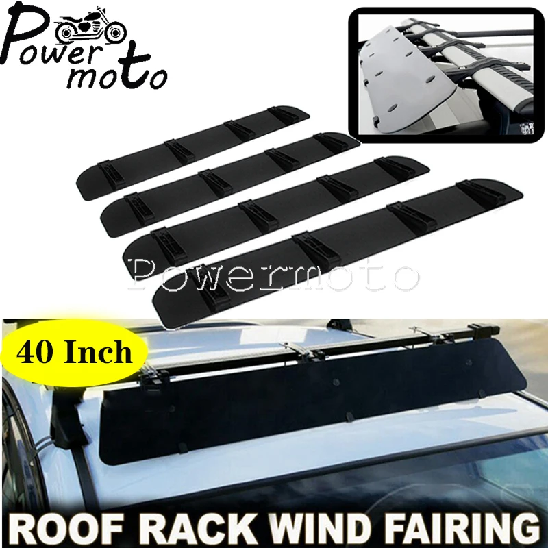 

Universal 40" Car Top Roof Rack Wind Fairing Air Deflector Kit ABS Plastic 40 inch Car Cargo Box Racks Windshield Wind Fairing