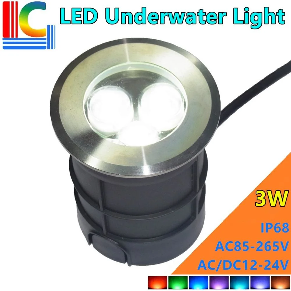 

Factory Sales 75MM 3W Outdoor Underwater LED Light 12V AC85-265V Waterproof IP68 Swimming Pool Lights Pond Lamps Fountain Lamp