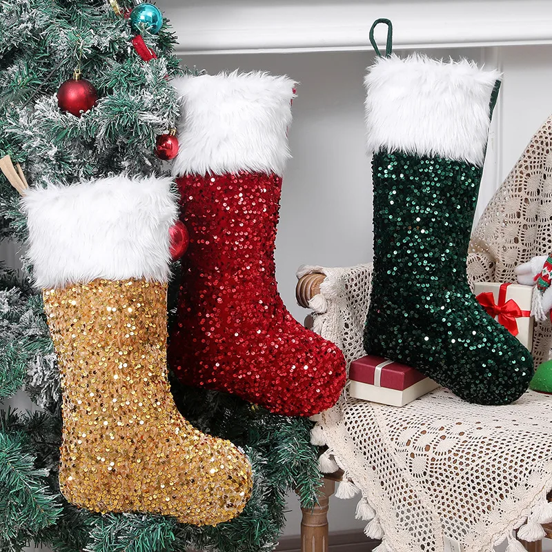 New Christmas Day Decorations Sequins Plush Christmas Stockings Children's Gift Bag Decorations
New Christmas Day Decorations Sequins Plush Christmas Stockings Children's Gift Bag Decorations