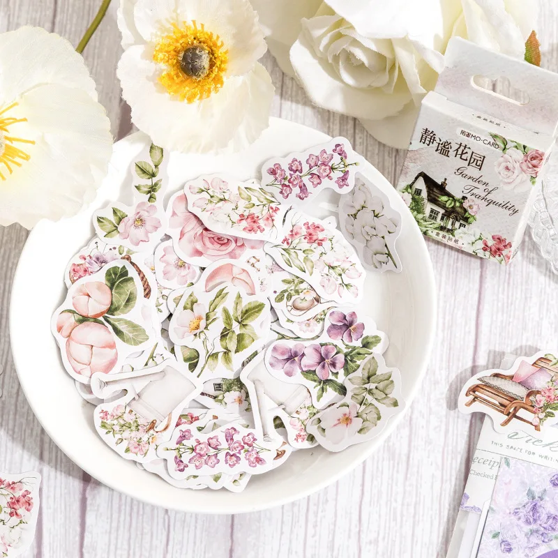 46 sheets Boxed stickers garden literary flowers creative diy hand tent material decoration sealing stickers pink and white
46 sheets Boxed stickers garden literary flowers creative diy hand tent material decoration sealing stickers pink and white