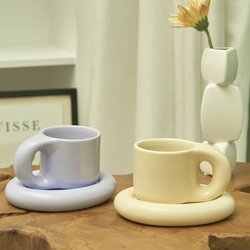 

Nordic Ceramic Mug with Saucer Coffee Cup Drinking Cups and Saucers Home Office Tea Cup Coffee Cups Korean Mug Ceramic Plate