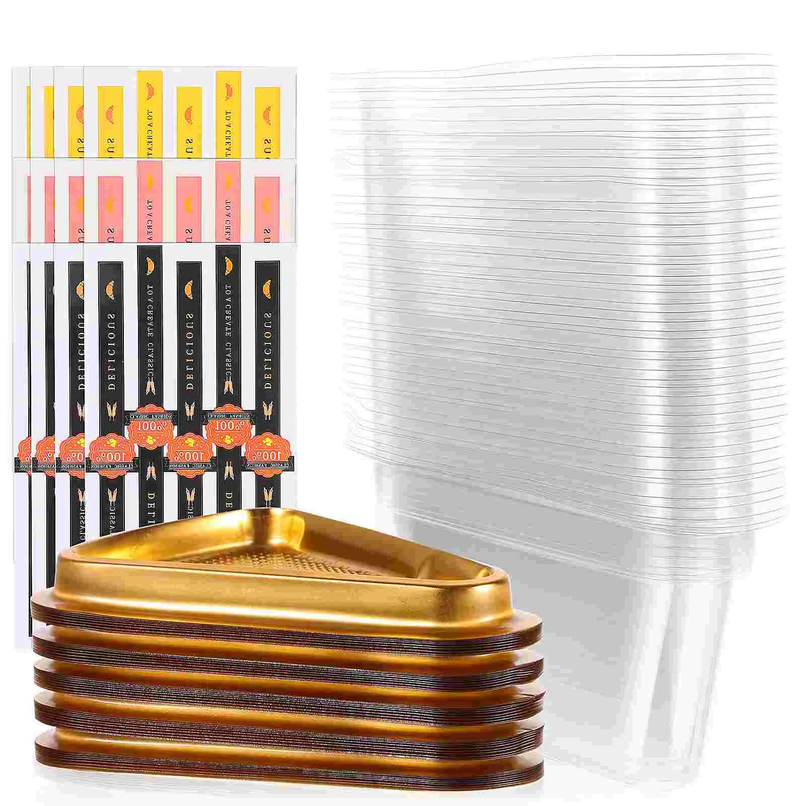 50Pcs Cake Slice Containers Transparent Cake Slice Boxes Triangular Pie Box with Stickers
50Pcs Cake Slice Containers Transparent Cake Slice Boxes Triangular Pie Box with Stickers
