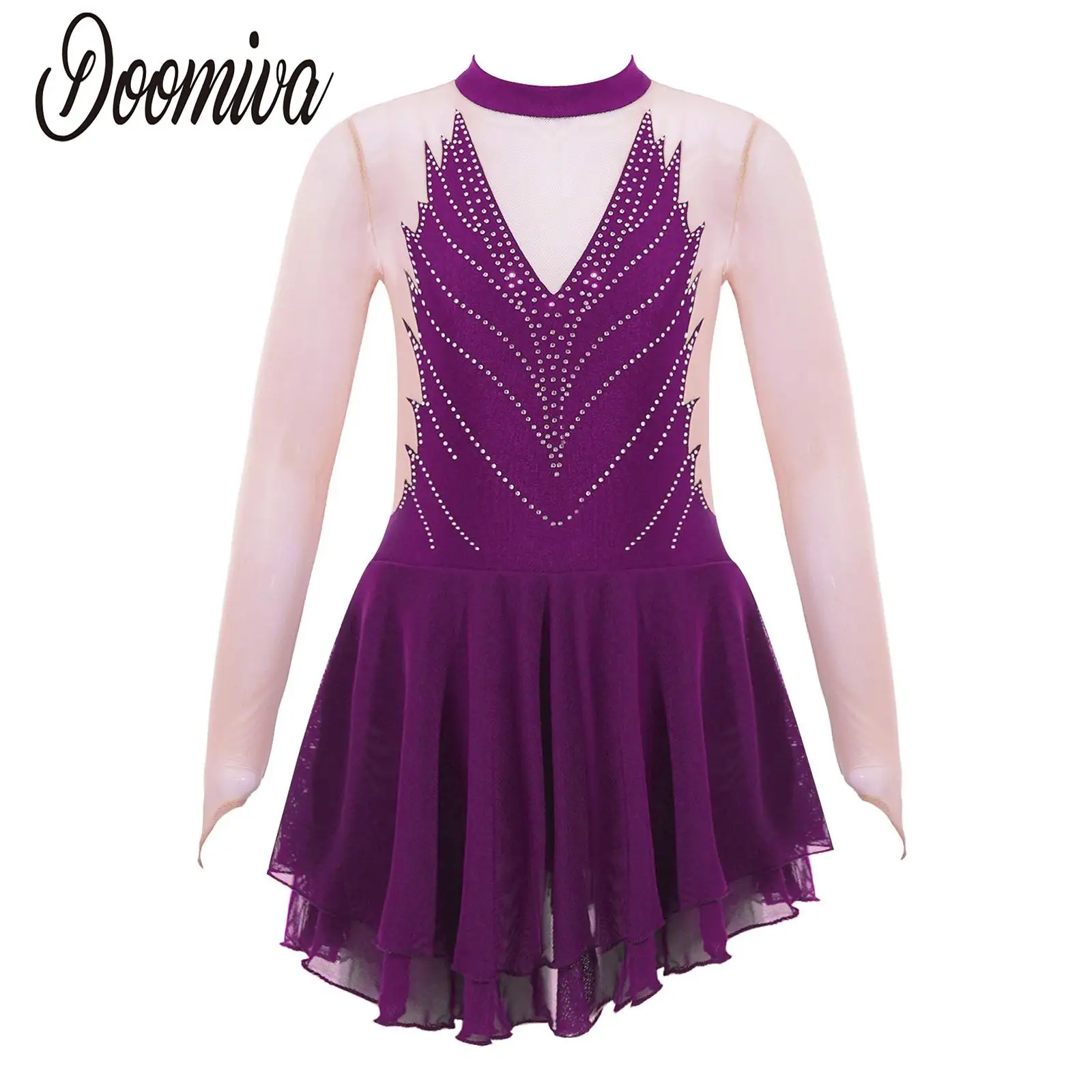 Kids Girls Mesh Long Sleeve Gymnastic Figure Skating Dress Children Girls Ruffle Hem Figure Skating Dress Performance Costumes
Kids Girls Mesh Long Sleeve Gymnastic Figure Skating Dress Children Girls Ruffle Hem Figure Skating Dress Performance Costumes