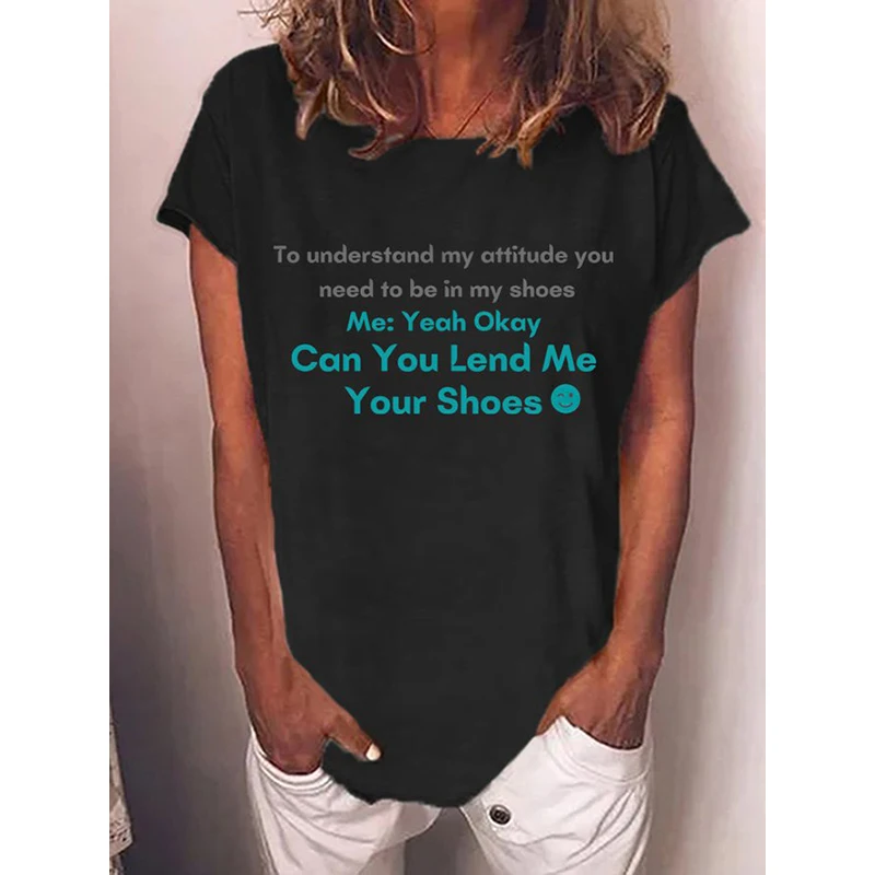 Rheaclot, чтобы понять мое отношение, вам нужно быть в моей обуви, печать, Женская винтажная хлопковая футболка в стиле ретро
Rheaclot, чтобы понять мое отношение, вам нужно быть в моей обуви, печать, Женская винтажная хлопковая футболка в стиле ретро