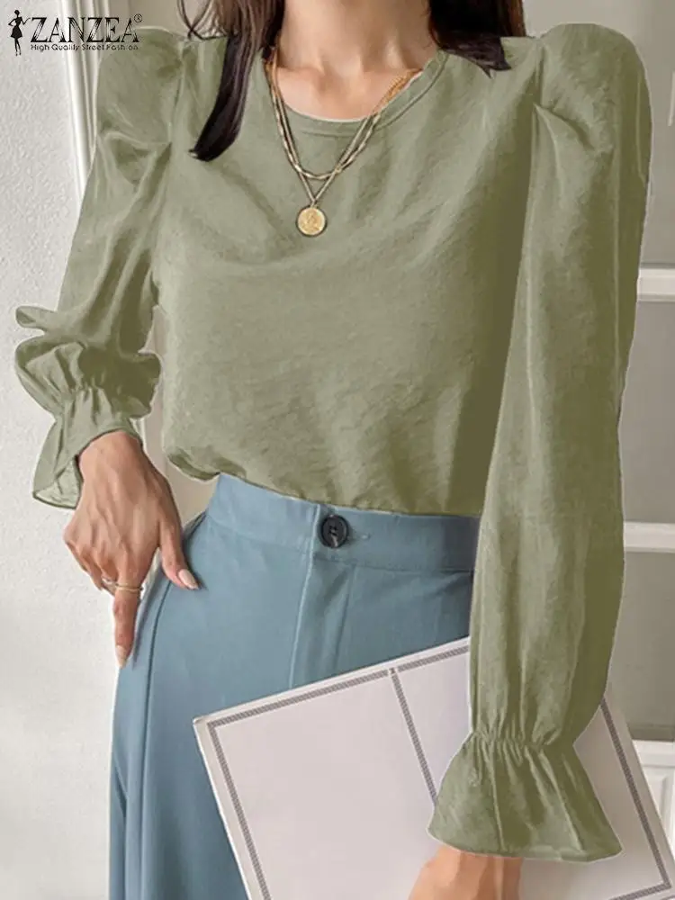 ZANZEA Elegant Blouse Autumn Women Solid Color Blusas Blusas Full Sleeve O-Neck Shirt Female Fashion Vintage Work OL Tops 2023
ZANZEA Elegant Blouse Autumn Women Solid Color Blusas Blusas Full Sleeve O-Neck Shirt Female Fashion Vintage Work OL Tops 2023