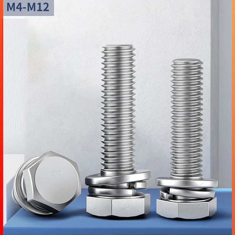 2 Pc 304 Stainless Steel Chamfered Outer Hexagonal Screw Three Combination Screw With Gasket Bolt M4 M5 M6 M8 M10
2 Pc 304 Stainless Steel Chamfered Outer Hexagonal Screw Three Combination Screw With Gasket Bolt M4 M5 M6 M8 M10