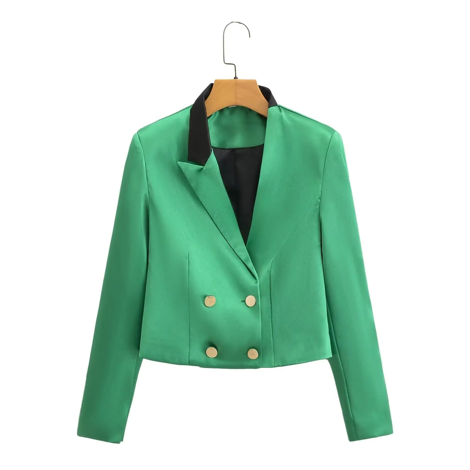 Women 2023 New Fashion Chic spring Vintage green short Long Sleeve double-breasted dissymmetry Blazer Coat Female
Women 2023 New Fashion Chic spring Vintage green short Long Sleeve double-breasted dissymmetry Blazer Coat Female