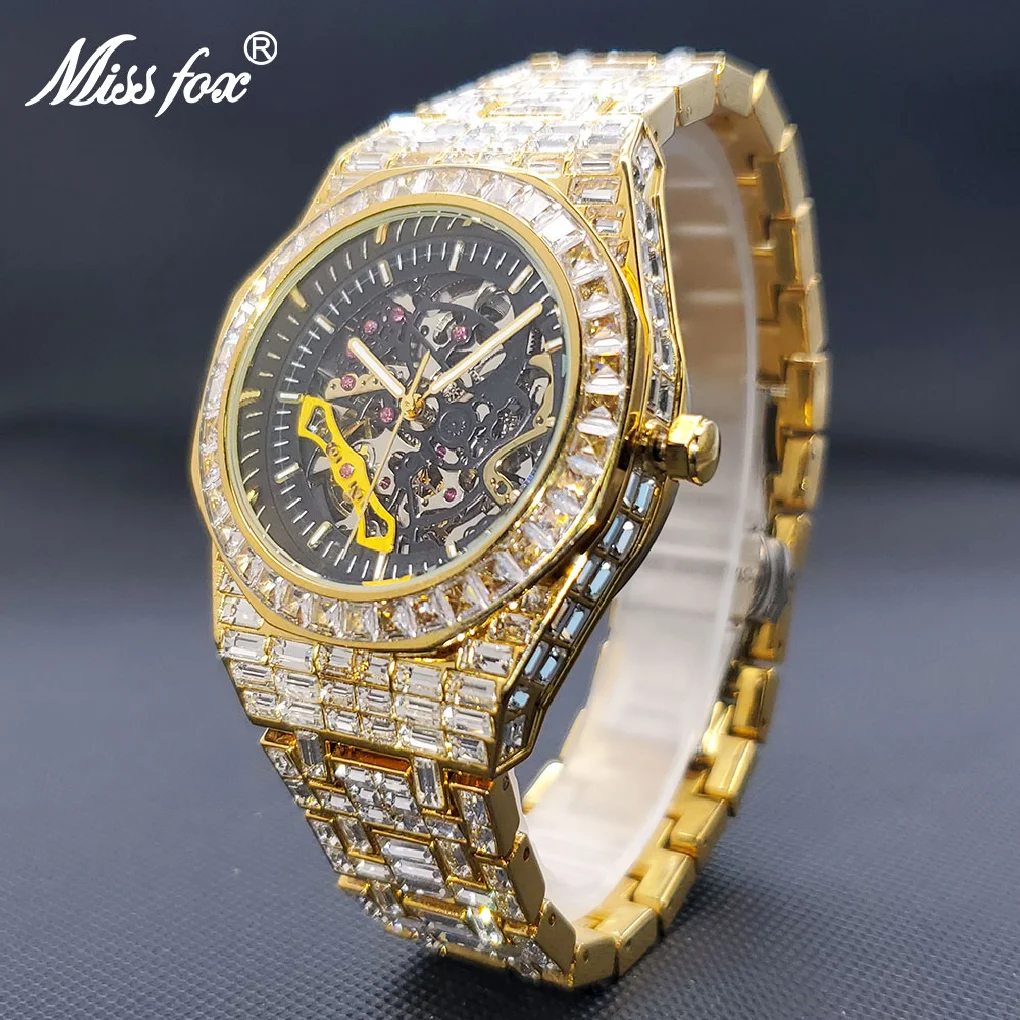 Mechanical Skeleton Watch Luxury Men Gold Diamond Fashion Hip Hop Street Trend Waterproof Automatic Watches For Man Droshipping
Mechanical Skeleton Watch Luxury Men Gold Diamond Fashion Hip Hop Street Trend Waterproof Automatic Watches For Man Droshipping
