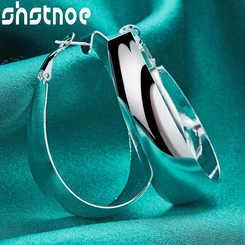 SHSTONE 925 Sterling Silver 35mm Smooth Egg Round Hoop Earrings For Women Party Engagement Wedding Gift Fashion Charm Jewelry
SHSTONE 925 Sterling Silver 35mm Smooth Egg Round Hoop Earrings For Women Party Engagement Wedding Gift Fashion Charm Jewelry