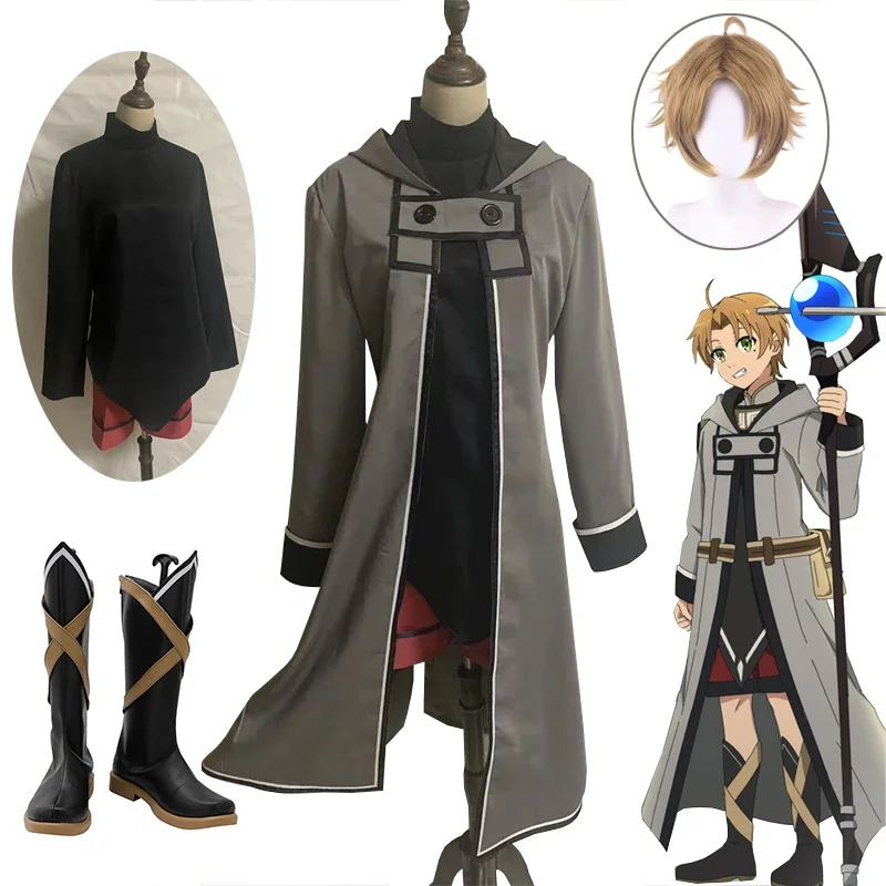 Mushoku Tensei: безработная рекомендация Rudeus Greyrat Косплей Костюм Тканевый парик Обувь