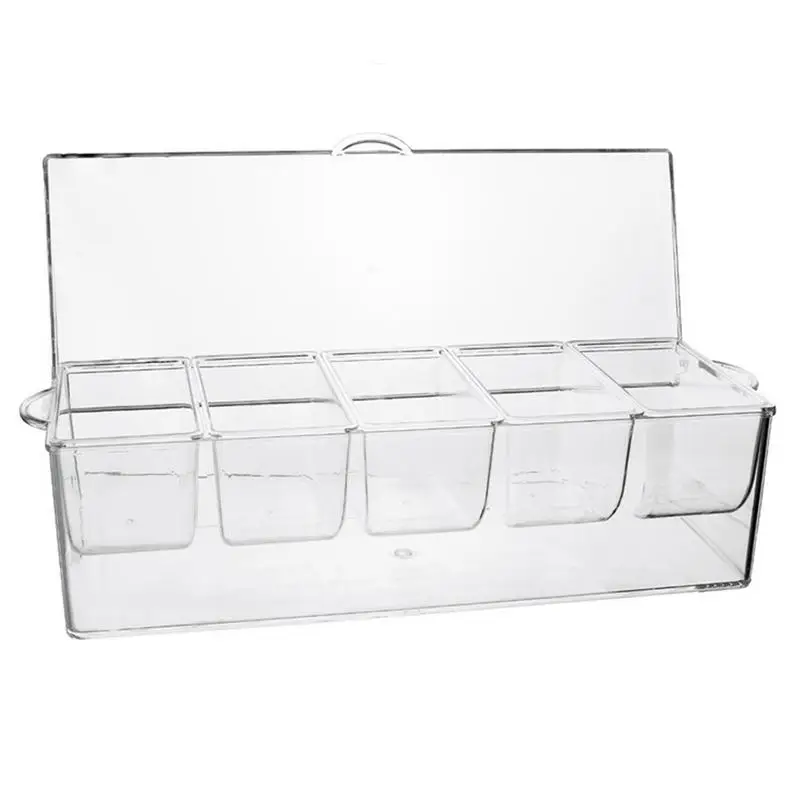 Condiment Bar 5-Section Condiment Server With Lid Condiment Containers With Lid Chilled Condiment Organizer For Vegetable Fruit
Condiment Bar 5-Section Condiment Server With Lid Condiment Containers With Lid Chilled Condiment Organizer For Vegetable Fruit