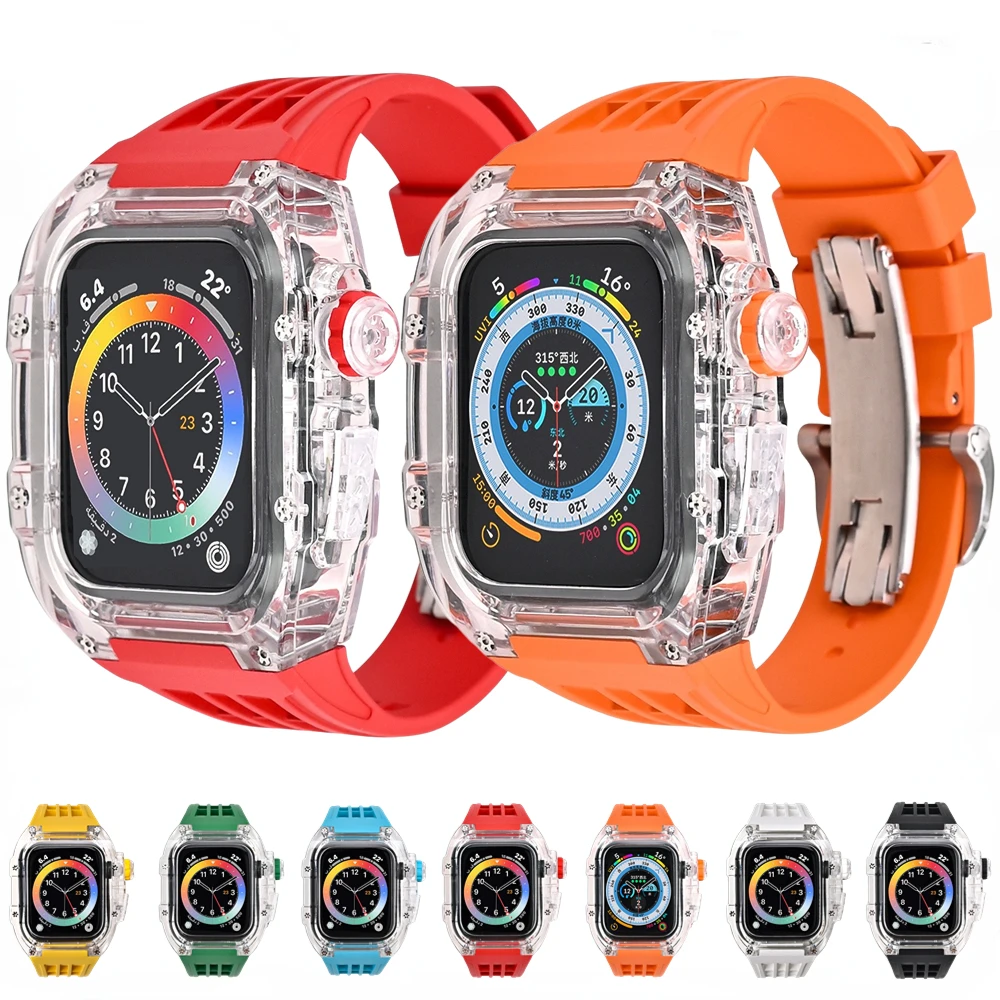 Retrofit kit Strap + Case for Apple Watch 8 7 45mm Modification Kit Rubber Bracelet for iWatch Series 6 5 4 SE 44mm Wristband
Retrofit kit Strap + Case for Apple Watch 8 7 45mm Modification Kit Rubber Bracelet for iWatch Series 6 5 4 SE 44mm Wristband