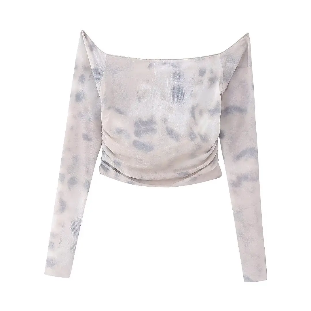 Женский топ с длинным рукавом, винтажный топ из тюля со свинцовыми складками и украшением, Новинка лета 2023
Женский топ с длинным рукавом, винтажный топ из тюля со свинцовыми складками и украшением, Новинка лета 2023