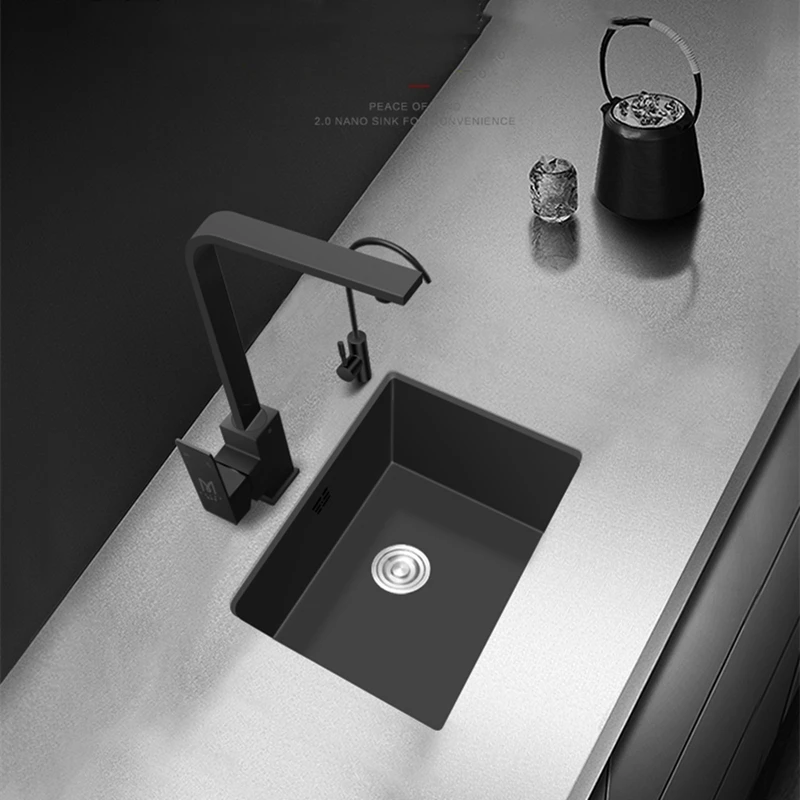 Nano Wash Basin Single Bowl Black Under Counter Small Sink 304 Stainless Steel Kitchen Sink Handmade Mini Wash Basin with Faucet
Nano Wash Basin Single Bowl Black Under Counter Small Sink 304 Stainless Steel Kitchen Sink Handmade Mini Wash Basin with Faucet