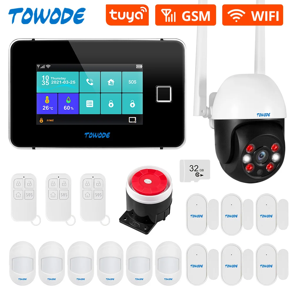 TOWODE G60 Alarm System for Home Burglar Security Tuya Smart WiFi GSM Wireless Fingerprint Panel PIR Motion Sensor IP Camera Kit
TOWODE G60 Alarm System for Home Burglar Security Tuya Smart WiFi GSM Wireless Fingerprint Panel PIR Motion Sensor IP Camera Kit