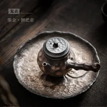 Japanese Gilding Iron Glaze Side Handle Pot Retro Domestic Ceramic Single Pot Handlebar Little Teapot Kung Fu Tea Set Tea Making