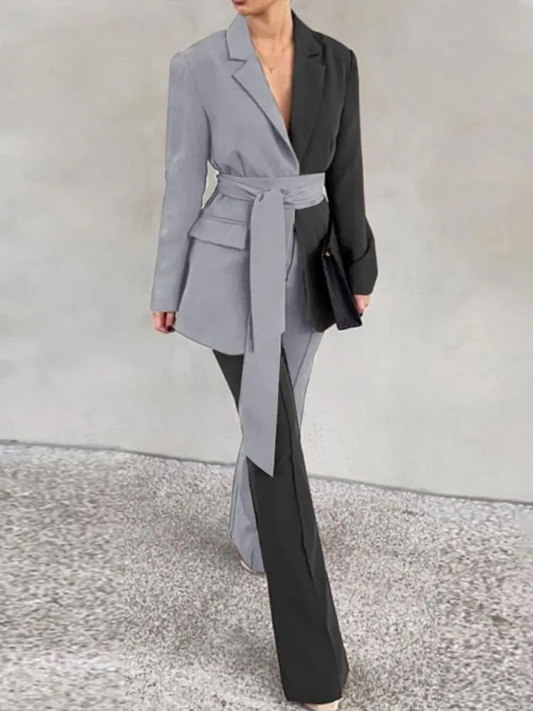 VONDA Lady 2022 Lapel Belted Jacket Formal Turnip Suit Polyeser Color Patchwork Long Trouser Suit Long Sleeve Office Pant Set 4#
VONDA Lady 2022 Lapel Belted Jacket Formal Turnip Suit Polyeser Color Patchwork Long Trouser Suit Long Sleeve Office Pant Set 4#