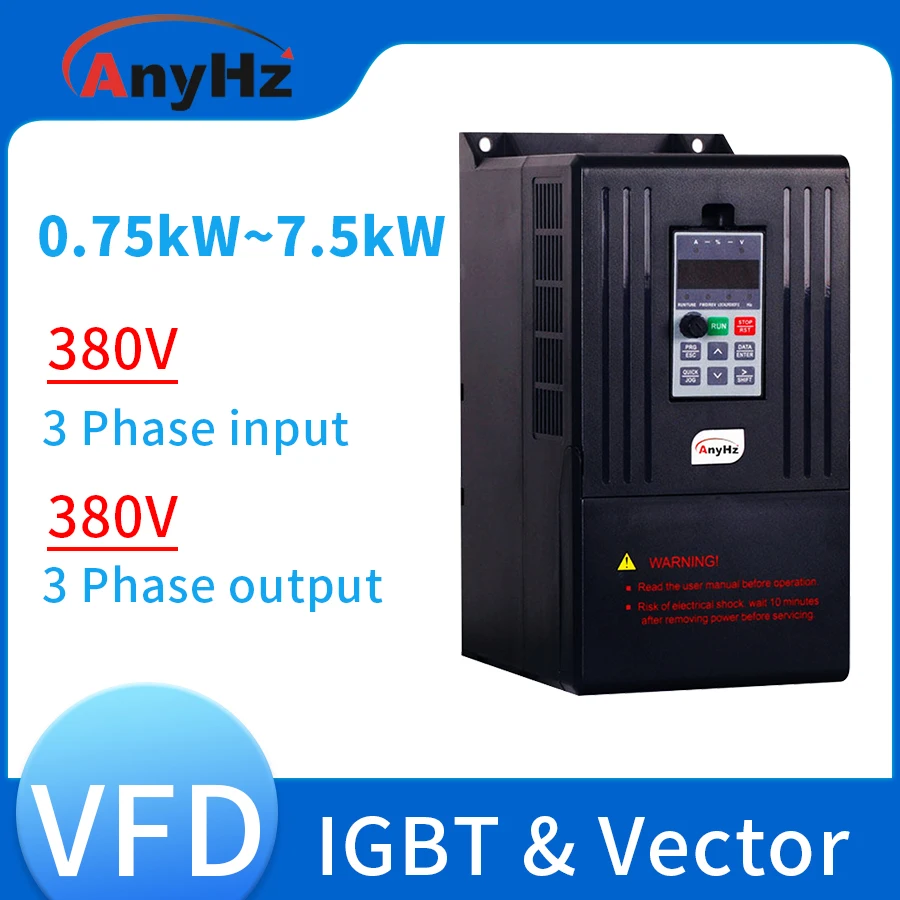 AC Drive VFD Inverter 0.75kW,1.5kW,2.2kW 380V 3 Phase Input Variable Speed Drive Converter Built-in IGBT Vector Control
AC Drive VFD Inverter 0.75kW,1.5kW,2.2kW 380V 3 Phase Input Variable Speed Drive Converter Built-in IGBT Vector Control