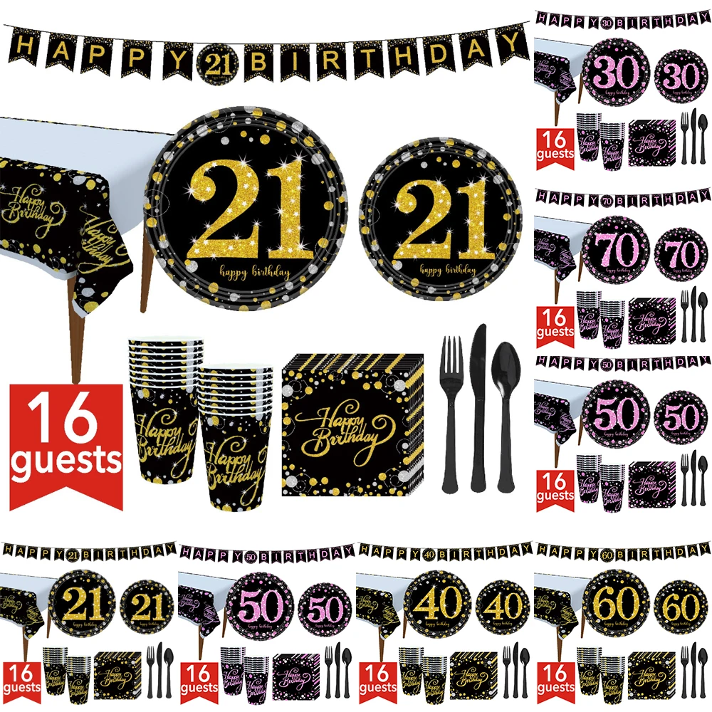 30 40 50 Years Anniversary Disposable Tableware Set Happy Birthday Party Adult Decoration Old Party Supplies Banners Set
30 40 50 Years Anniversary Disposable Tableware Set Happy Birthday Party Adult Decoration Old Party Supplies Banners Set