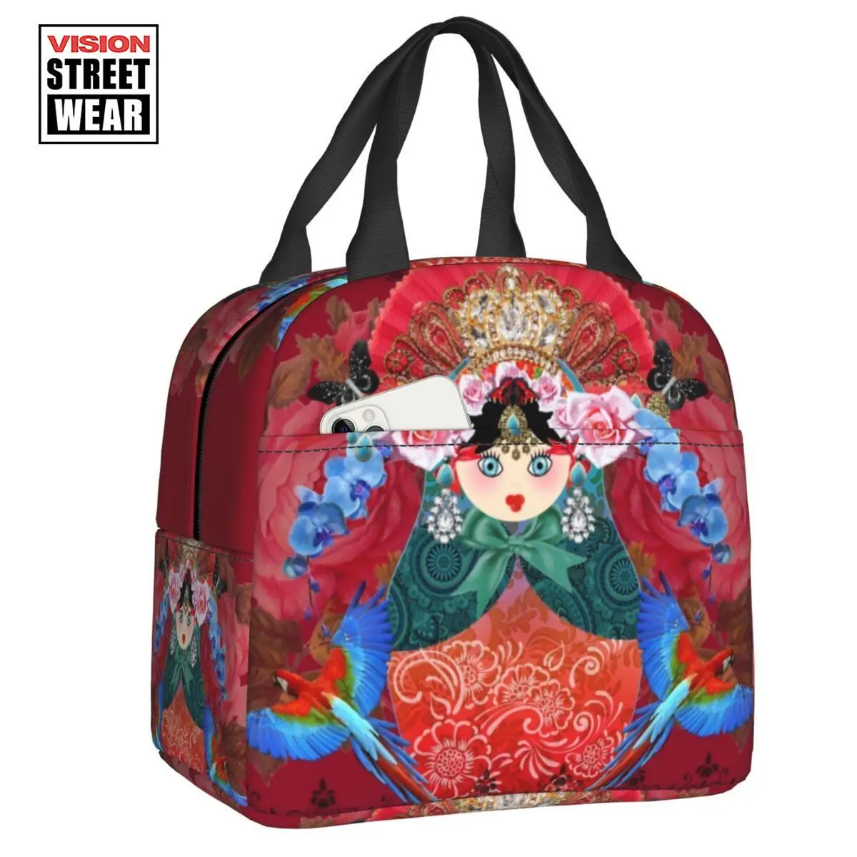 Russian Doll Matryoshka Insulated Lunch Bag For Resuable Babushka Flower Art Cooler Thermal Bento Box Office Work School
Russian Doll Matryoshka Insulated Lunch Bag For Resuable Babushka Flower Art Cooler Thermal Bento Box Office Work School