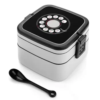 Rotary Me Old Rotary Phone Double Layer Bento Box Lunch Box Salad Food Bento Box Rotary Phone Retro Phone Telephone Case Dial