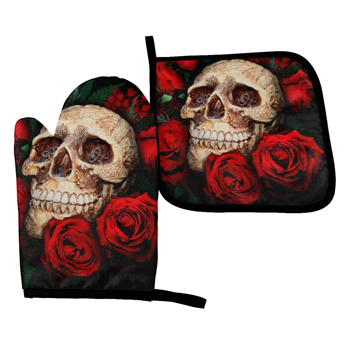 Skull And Rose Oven Mitts Potholder Baking Oven Kitchen Cooking Gloves Stove Microwave Insulation Pad Polyester Gloves Set
Skull And Rose Oven Mitts Potholder Baking Oven Kitchen Cooking Gloves Stove Microwave Insulation Pad Polyester Gloves Set
