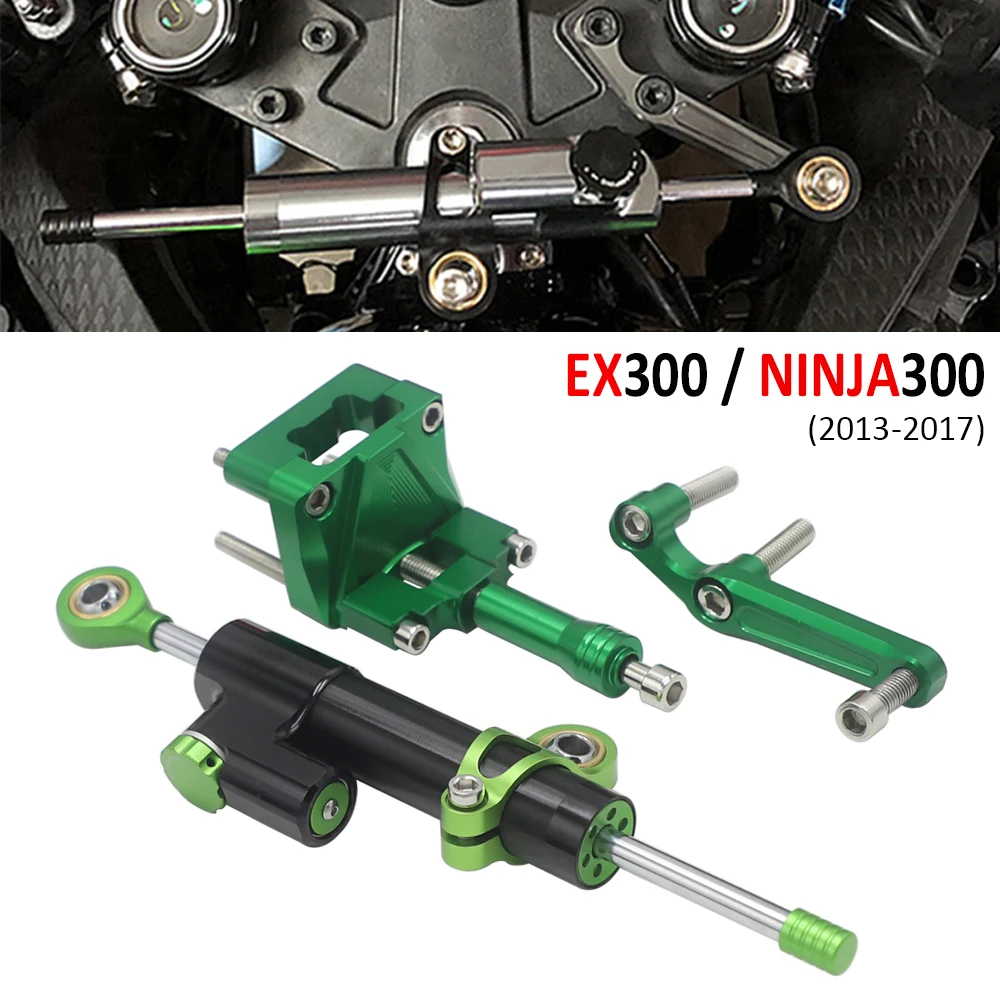 

2013-2017 2016 2015 2014 CNC Adjust Steering Damper Stabillizer Bracket Mount Kit For Kawasaki EX300 NINJA300 Ninja 300 EX 300