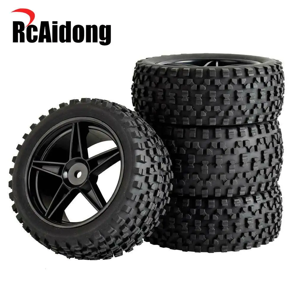 

4PCS Rubber Tire Front & Rear Wheel Rim Hub for Tamiya TT-02B HSP HPI 1/10 Off-Road Buggy Tyre Upgrade Parts