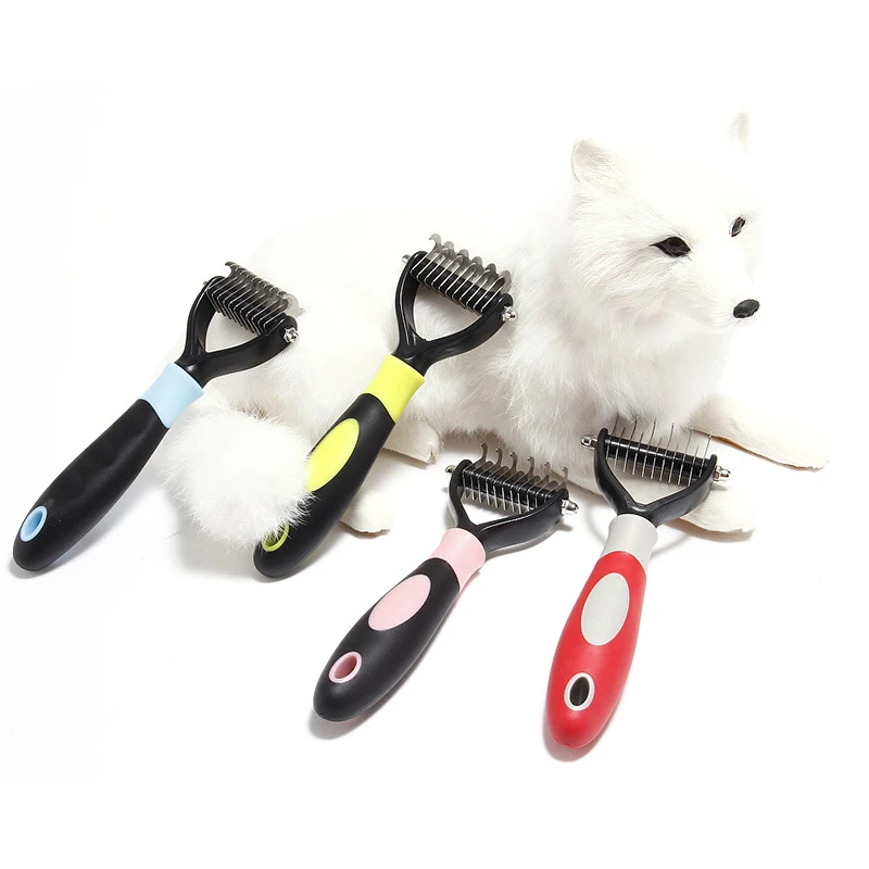 Professional Pet Deshedding Brush 2 Sided Dematting Dog Comb Cat Brush Rake Puppy Grooming Tools Pet Grooming Hair Remover
Professional Pet Deshedding Brush 2 Sided Dematting Dog Comb Cat Brush Rake Puppy Grooming Tools Pet Grooming Hair Remover