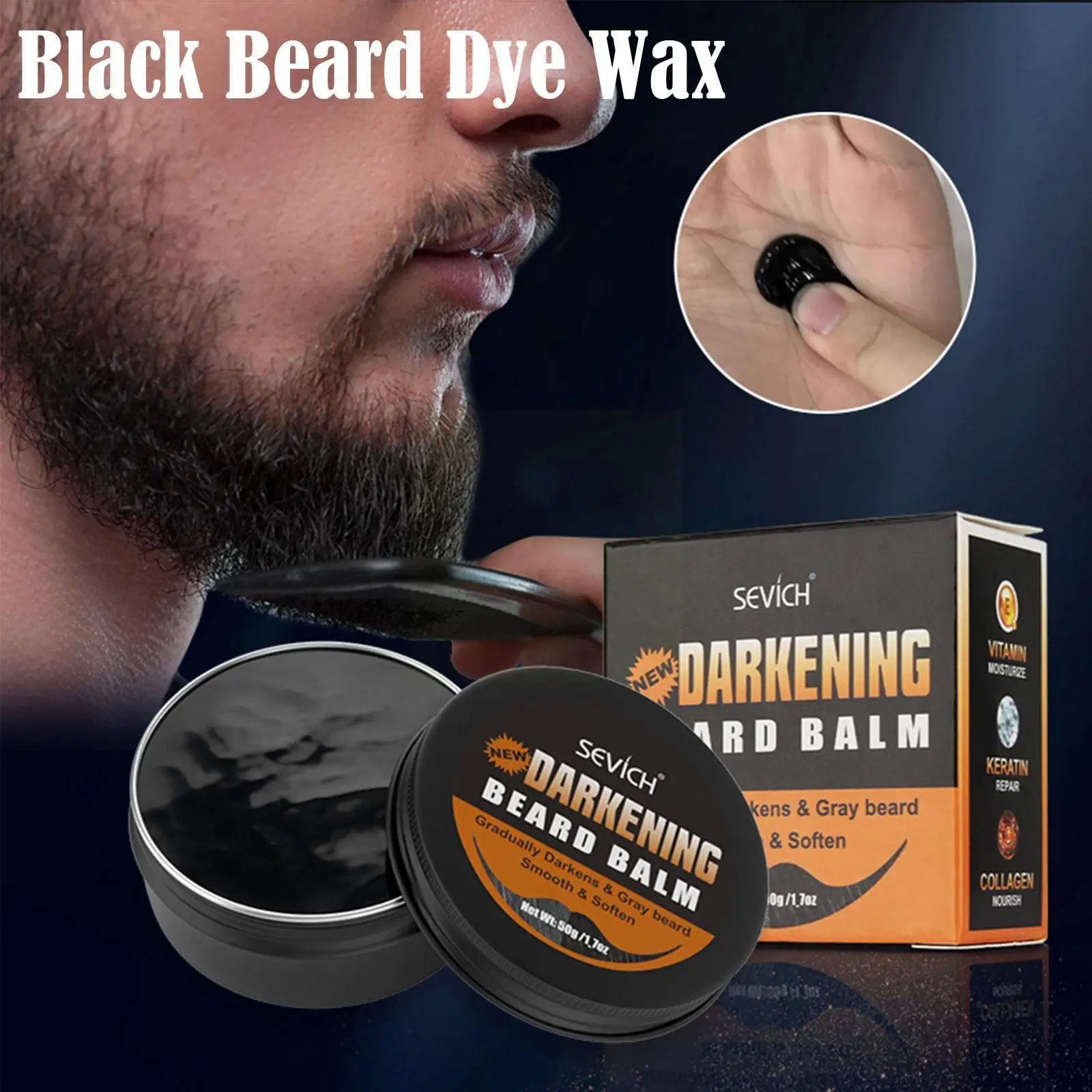 50g Fast Black Beard Dye Wax Dark Beard Shampoo Men Beard Cream Non-irritating Beard Blackening Dyeing Balm Moderate J5V5
50g Fast Black Beard Dye Wax Dark Beard Shampoo Men Beard Cream Non-irritating Beard Blackening Dyeing Balm Moderate J5V5