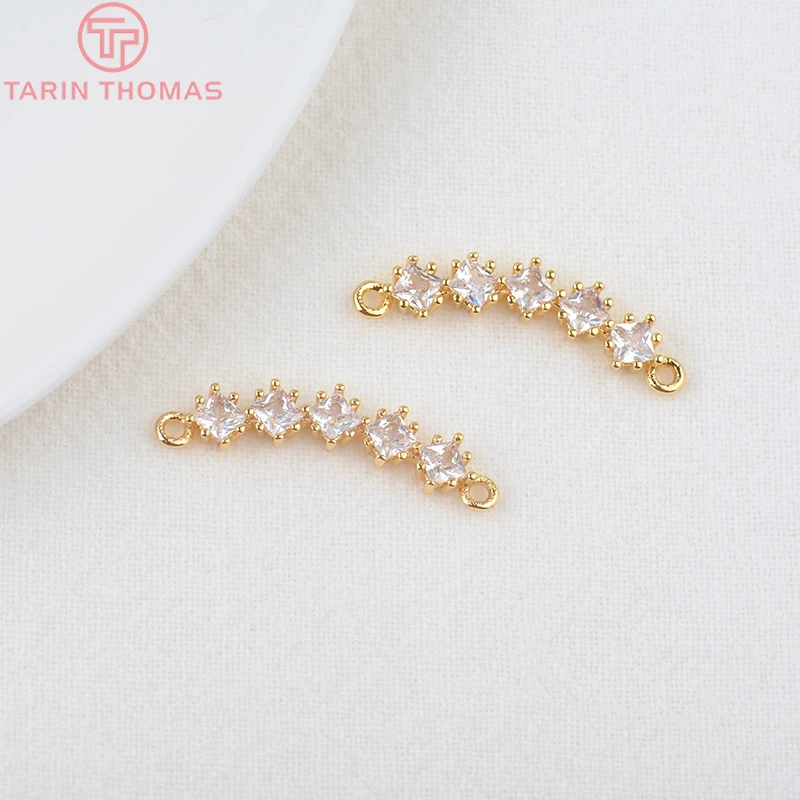 (2698)2PCS 26x5MM 24K Gold Color Brass with Zircon Flower Connector Charms Pendants High Quality Diy Jewelry Findings Accessorie
(2698)2PCS 26x5MM 24K Gold Color Brass with Zircon Flower Connector Charms Pendants High Quality Diy Jewelry Findings Accessorie