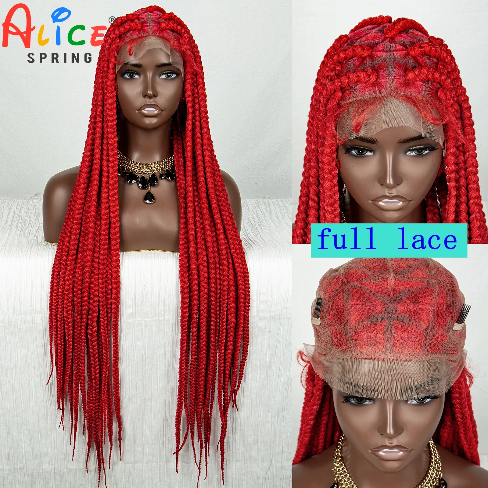Red Color Synthetic Full Lace Braided Wigs 32 Inch Cornrow Box Braids Wig for Black Women Big Knotless Crochet Braiding Hair Wig 
Red Color Synthetic Full Lace Braided Wigs 32 Inch Cornrow Box Braids Wig for Black Women Big Knotless Crochet Braiding Hair Wig