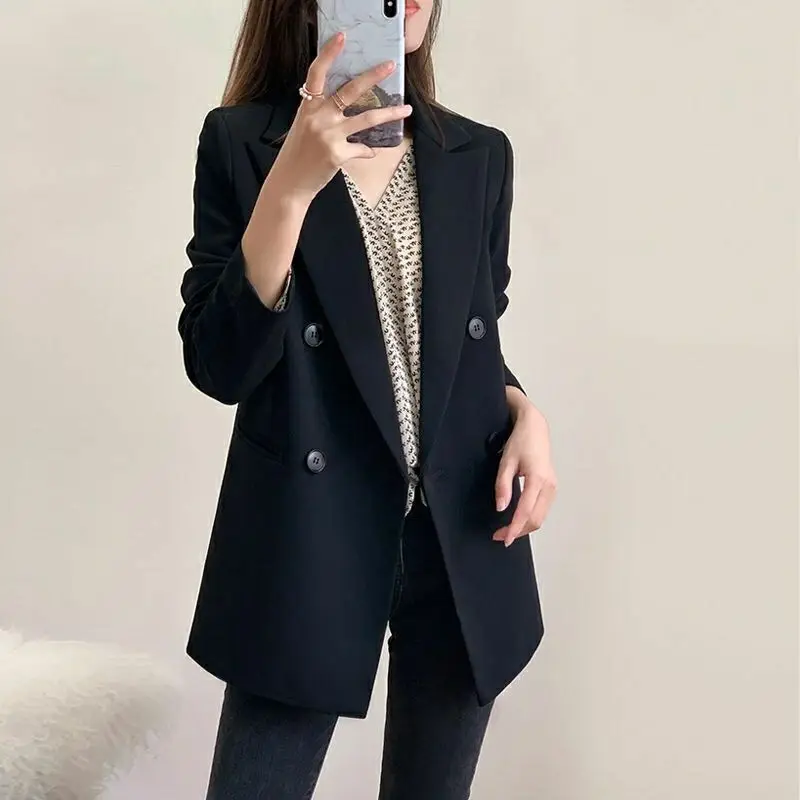 Fashion Women Black Blazer 2022 Spring Autumn Long Sleeve Pocket Double Breasted Office Ladies Business Coat Female Retro Tops
Fashion Women Black Blazer 2022 Spring Autumn Long Sleeve Pocket Double Breasted Office Ladies Business Coat Female Retro Tops