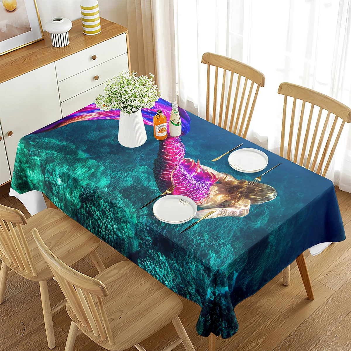 3D Mermaid Tablecloth Deep Sea Landscape Ocean Theme Decor Rectangular Tablecloth Party Decorations for Home Kitchen Dining Room
3D Mermaid Tablecloth Deep Sea Landscape Ocean Theme Decor Rectangular Tablecloth Party Decorations for Home Kitchen Dining Room