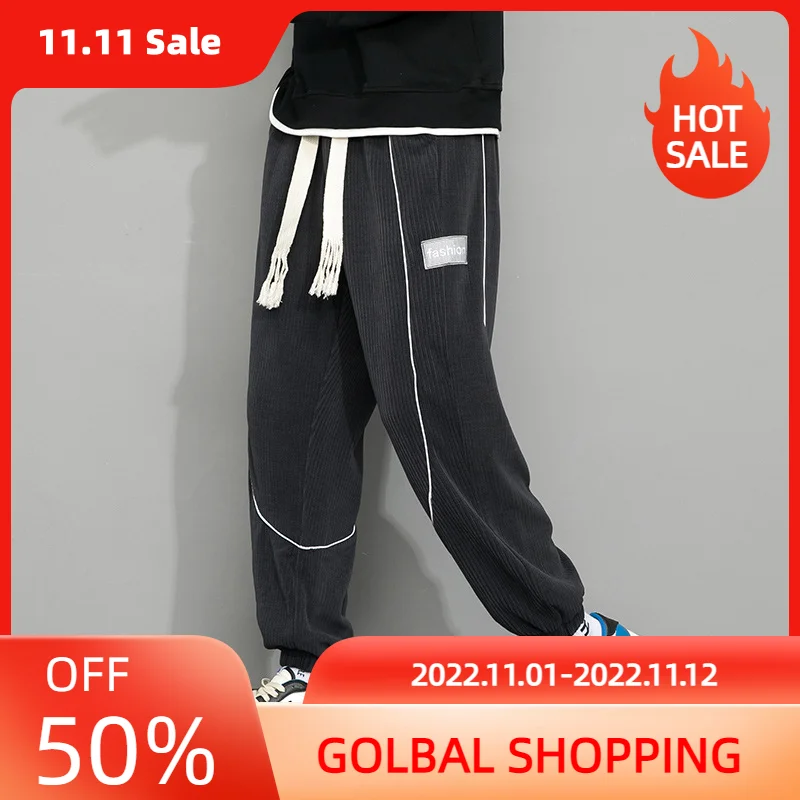 LUCLESAM Men's Contrast Color Line Sweatpants Corduroy Casual Pants Autumn Loose Large Size Ankle-Length Leggings man Trousers
LUCLESAM Men's Contrast Color Line Sweatpants Corduroy Casual Pants Autumn Loose Large Size Ankle-Length Leggings man Trousers