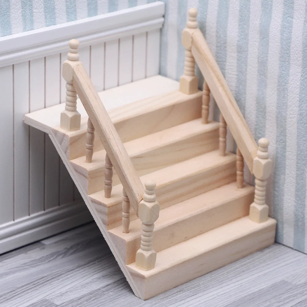 

House Miniature Staircase Tiny Handrail Stair Wooden Mini Handrail Stair Model