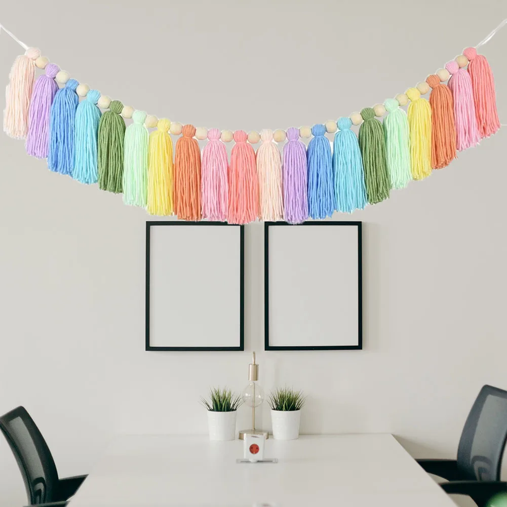 Rainbow Tassel Tapestry Wooden Bead Cotton Thread Macrame Wall Hanging Flag Tapestries Gift Baby Bedroom Home Wall Decoration
Rainbow Tassel Tapestry Wooden Bead Cotton Thread Macrame Wall Hanging Flag Tapestries Gift Baby Bedroom Home Wall Decoration