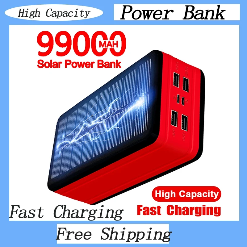 99000mAh Power Bank Solar Battery Charger with LED 4USB High Capacity Portable Outdoor Travel Emergency for Samsung Xiaomi
99000mAh Power Bank Solar Battery Charger with LED 4USB High Capacity Portable Outdoor Travel Emergency for Samsung Xiaomi