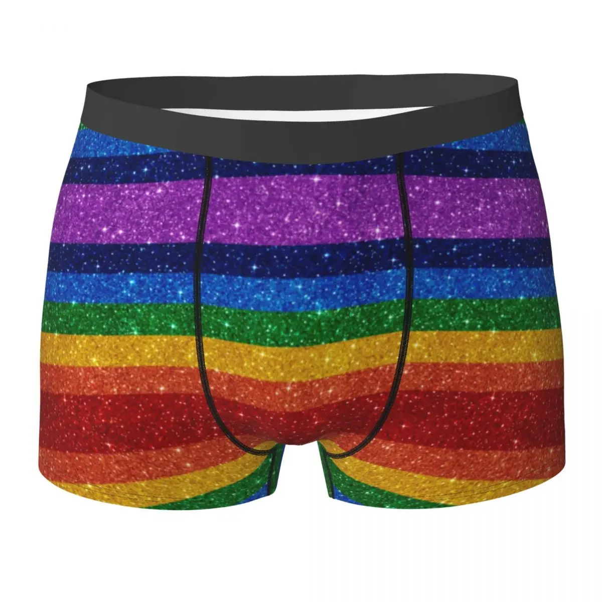 

Bling Me Up Rainbow Underwear Striped Pop Art Glitter Man Boxer Brief Stretch Boxershorts Trenky Customs Large Size Underpants