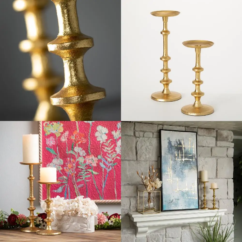& Silver Glamorous Gold & Silver Metallic Gilded Candle Holders - Set of 2 | Elegant Decor for Home or Event
& Silver Glamorous Gold & Silver Metallic Gilded Candle Holders - Set of 2 | Elegant Decor for Home or Event