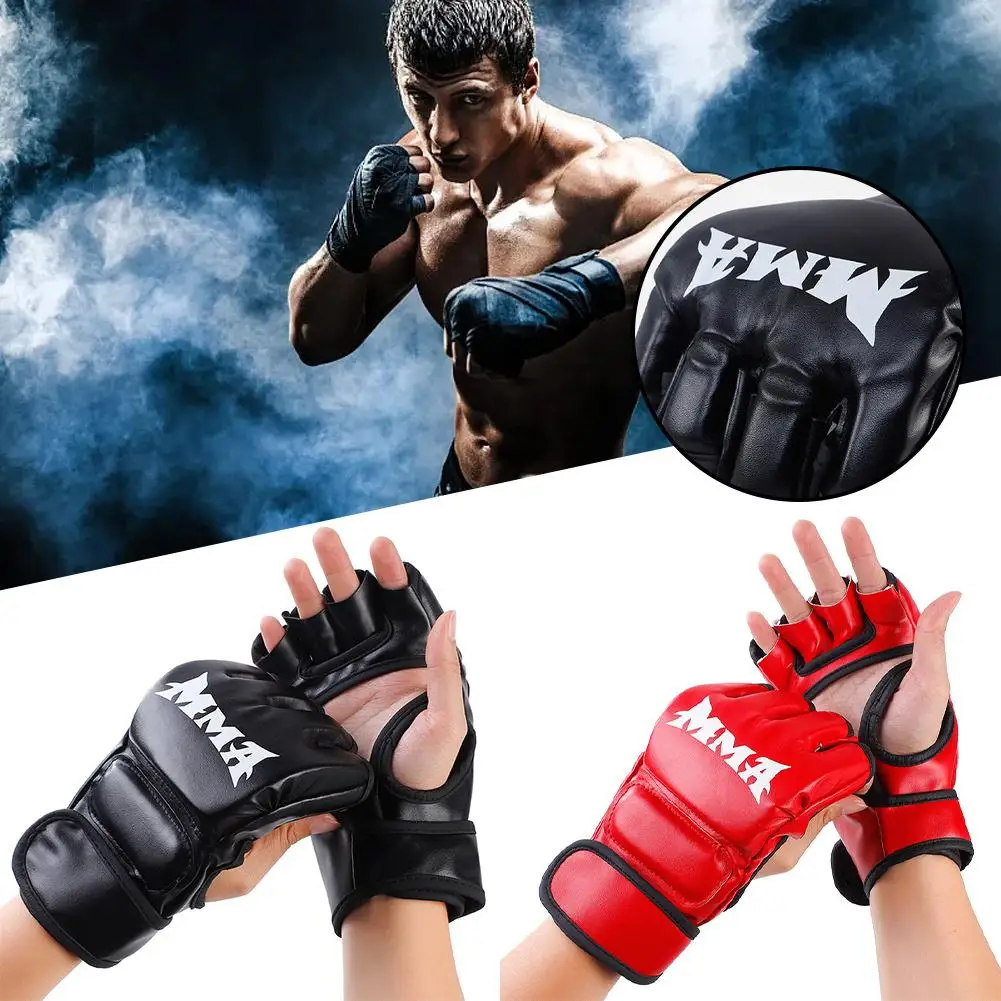

Боксерские перчатки с полупальцами для взрослых, тренировочные боксерские мешки для ММА, кулака, боксерские мешки для тайского и женского бокса, Мужские боксерские перчатки A9Q4