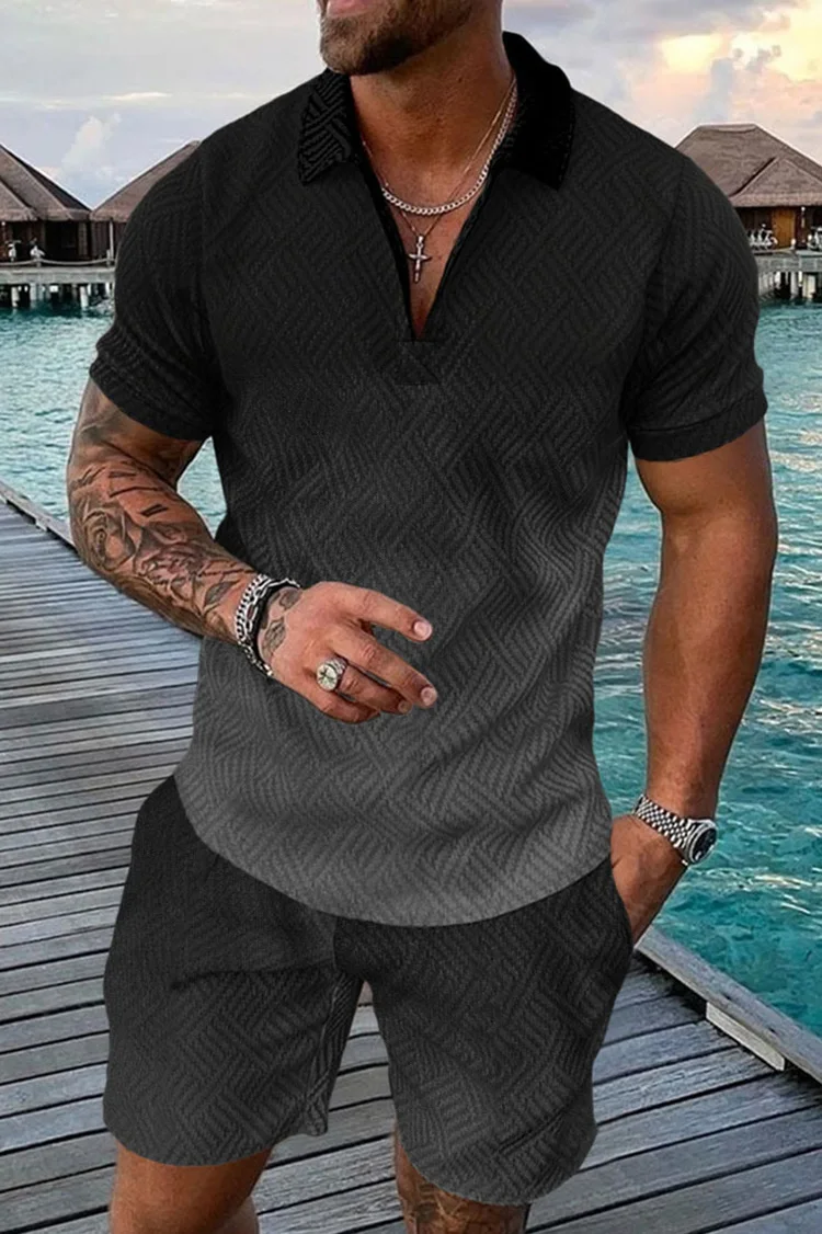 Men's Tracksuit Casual Summer Short Sleeve Polo Shirt shorts Suit two-Piece Set Male Clothing Geometric Print Clothes for Men
Men's Tracksuit Casual Summer Short Sleeve Polo Shirt shorts Suit two-Piece Set Male Clothing Geometric Print Clothes for Men