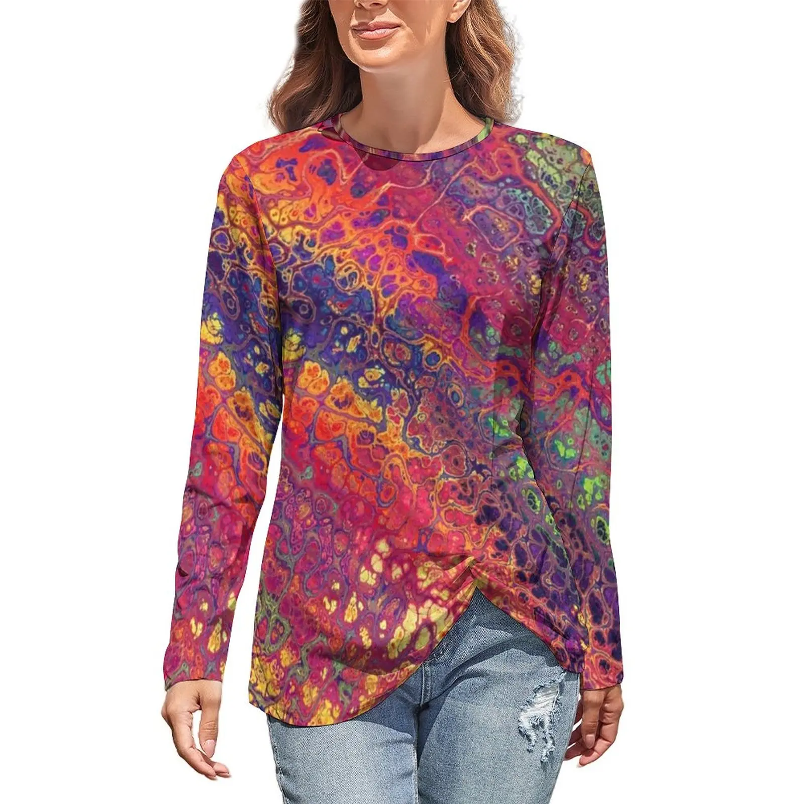 Marble Paint Splatter T-Shirt Trippy Rainbow Print Casual Long-Sleeve T Shirts Pattern Modern Tee Shirt Woman Oversize Tops
Marble Paint Splatter T-Shirt Trippy Rainbow Print Casual Long-Sleeve T Shirts Pattern Modern Tee Shirt Woman Oversize Tops