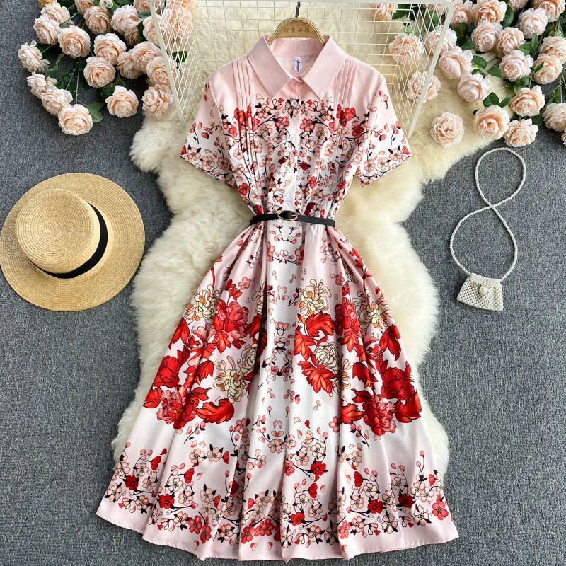 Short-sleeve Shirt Dresses For Women 2022 Summer Printed Temperament Polo Collar Women's Dress Industry Pleated Slim Dress Woman
Short-sleeve Shirt Dresses For Women 2022 Summer Printed Temperament Polo Collar Women's Dress Industry Pleated Slim Dress Woman