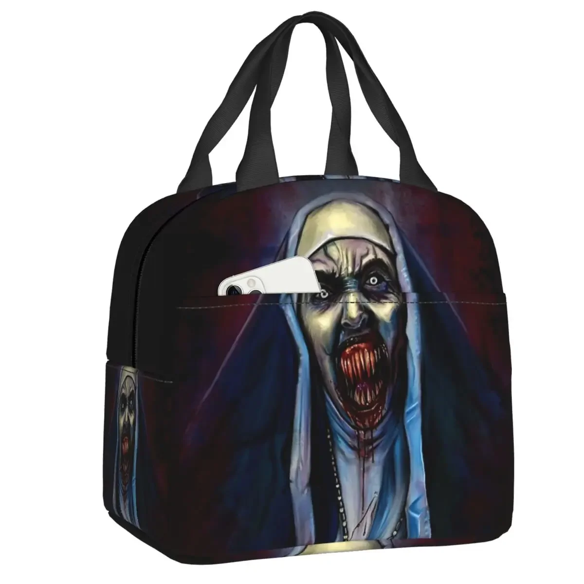 

The Nun Valak Lunch Box for Women Halloween Horror Movie Thermal Cooler Food Insulated Lunch Bag School Children Portable Tote