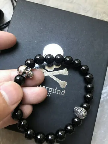 

2022 MASTERMIND MMJ Double Sided Skull Ghost Head Titanium Steel Black Soul Bracelet SL07