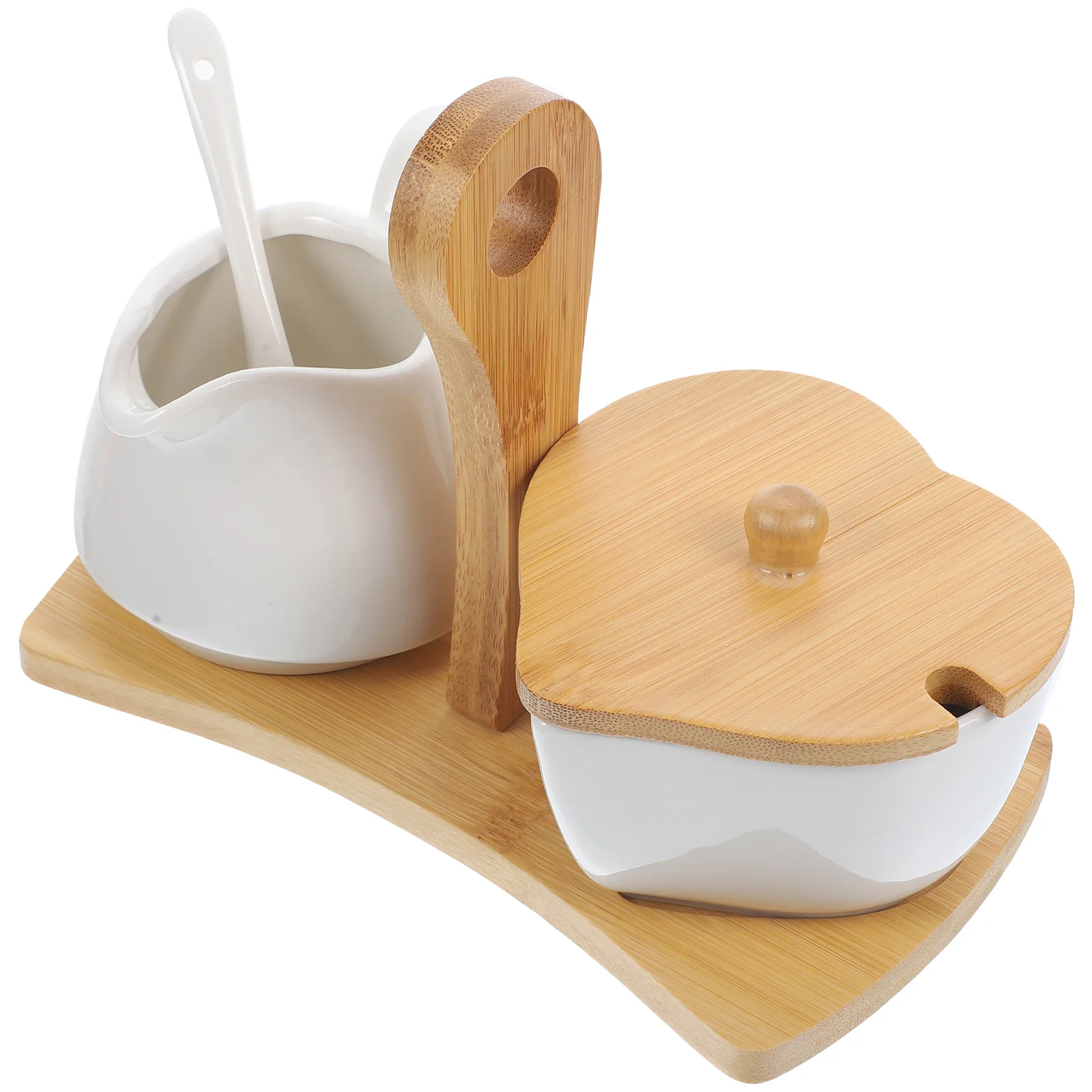 Ceramic Sugar Bowl and Cream Pitcher Set with Bamboo Tray and Spoon for Home Hotel
Ceramic Sugar Bowl and Cream Pitcher Set with Bamboo Tray and Spoon for Home Hotel