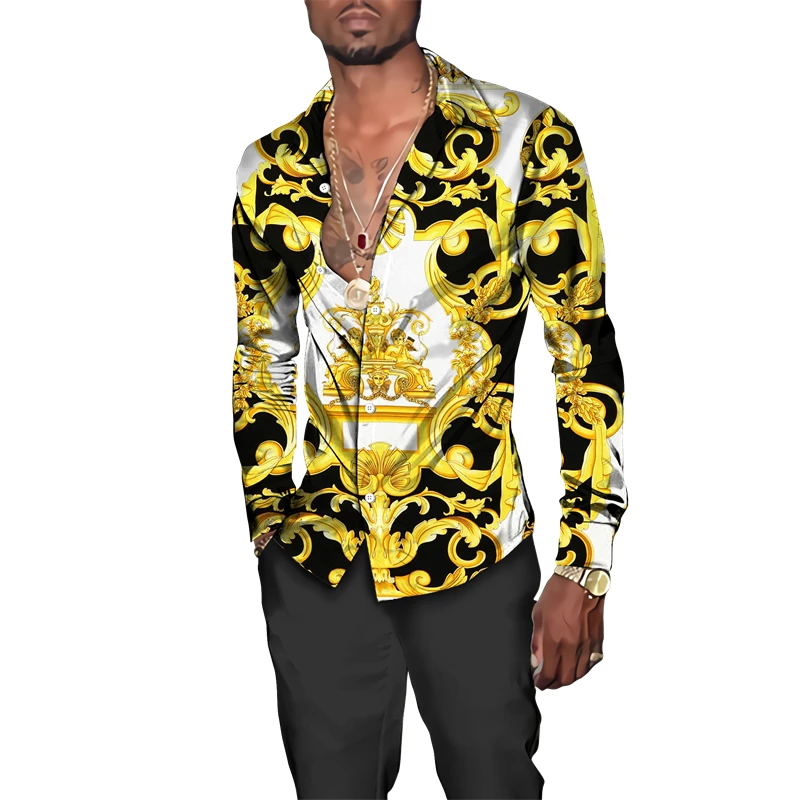 Golden Chain Pattern 3D Print Men Shirts Short/full Sleeve Turn-down Collar Button Tops Baroque Style Men's Streetwear Clothing
Golden Chain Pattern 3D Print Men Shirts Short/full Sleeve Turn-down Collar Button Tops Baroque Style Men's Streetwear Clothing